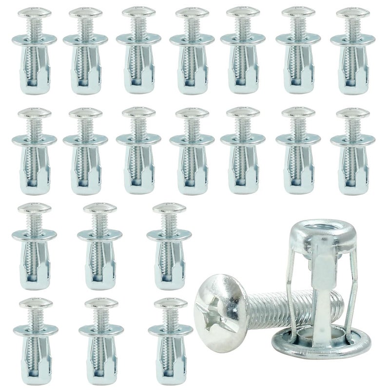 Dijedev 20 Pcs M6 x 25 Carbon Steel Hollow Wall Anchors, Extra Short, Silver, Galvanized, Hex Head Screws for Hollow Walls, Doors, Curtain Rods, Shelves - Image 1